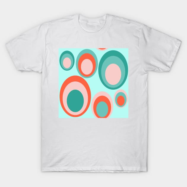 Turcois Pattern with oval circles in retrostyle T-Shirt by marina63